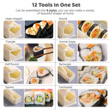 1 x RAW Customer Returns SKYSER Sushi Maker Set, 12 Item Sushi Maker Kit for Beginners to Make Yourself, Can Be Used as a Sushi Plate with Sushi Rice Roll Form, Sushi Knife, Sushi Rolling Mat White  - RRP €24.65