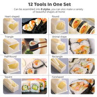 1 x RAW Customer Returns SKYSER Sushi Maker set, 12 items Sushi Maker Kit for beginners to make yourself, can be used as a sushi plate with sushi rice roll molds, sushi knife, sushi rolling mat white  - RRP €24.47