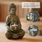 1 x RAW Customer Returns Yeomoo Meditation Buddha Figure Tealight Holder Candle Holder Decorative Living Room - Buddha Figures with Lotus Zen Room Decoration Garden Decoration for Outdoors with LED Tealight Personalized Gifts Copper 20CM - RRP €27.99