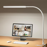 1 x RAW Customer Returns SKYLEO Desk Lamp LED Dimmable - 85cm Desk Lamp - Touch Control - 5 Color Modes X 11 Brightness Levels - 1300lm 112 Pcs Lamp Beads - Timer Memory - 12W Office Lamp - White - RRP €34.79