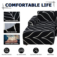 1 x RAW Customer Returns Lydevo Sofa Cover Corner Sofa L Shape Sofa Throws Stretch Sofa Cover L Shape Right or Left with Two Pillowcases Washable Universal Couch Cover L Shape Sofa Cover L Shape 2 2, Black Line  - RRP €56.99