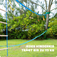 1 x RAW Customer Returns Vanku 2 x 50ft slackline set for children with rope pulley, obstacle set with climbing frame, climbing bars, climbing ladder, gymnastic rings, tree protection colorful  - RRP €96.06