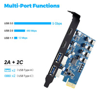 1 x RAW Customer Returns PCIe USB C card 4 ports 2 xUSB C, 2 xUSB A 5Gbps, PCIe USB 3.0 USB 3.2 USB 3.1 Gen1 expansion card for desktop PC support Mac OS Windows - RRP €21.54