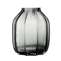 1 x RAW Customer Returns Black Gray Glass Vase for Flowers, Dark Gray Bud Tall Glass Vases, H-21cm, Simple Striped Design for Home Floor Decoration, Farmhouse Decoration, Centerpiece, Coffee Table Decorations Gray, - RRP €23.68