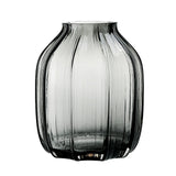 1 x RAW Customer Returns Black Gray Glass Vase for Flowers, Dark Gray Bud Tall Glass Vases, H-21cm, Simple Striped Design for Home Floor Decoration, Farmhouse Decoration, Centerpiece, Coffee Table Decorations Gray, - RRP €19.15