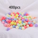 1 x RAW Customer Returns DAHI beads for threading approx. 400 pieces acrylic beads, multi-colored, round craft beads for bracelets, jewelry colorful matt beads, 10 mm  - RRP €10.07