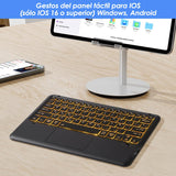 1 x RAW Customer Returns KOOCHUWAH K12 Bluetooth Keyboard with Touchpad 11 Colors Backlit Spanish Layout Bluetooth 3.0 Rechargeable 650mAh Compatible with Windows Android iOS Keyboard with Stand  - RRP €35.69