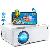 1 x RAW Customer Returns Projector WiFi 5G Bluetooth 5.1, GOMAOGO Mini Projector 9500 Lumens, 1080P 220 Display Mirroring Film Portable Full HD Projector for TV, PC, HDMI, USB, VGA, iOS Android Mobile Phone - RRP €84.59