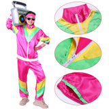 1 x RAW Customer Returns Alaiyaky 80s 90s Clothing Set, Tracksuit Set with Jacket, Pants, Armband, Glasses, 90s Retro Clothing, for Bathroom, Party, Carnival Red, L  - RRP €24.48