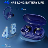 3 x RAW Customer Returns Rulefiss Sports Headphones, Wireless Bluetooth 5.3 HiFi Stereo, 13 mm Driver Wireless Earbuds with HD Mic, 48 Hours In-Ear Earphones with Bracket, IP7 Waterproof, USB-C LED Charging Box Blue  - RRP €97.8