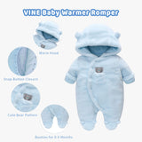 1 x RAW Customer Returns Baby Winter Onesie Baby Onesies, Baby Boys and Girls Onesie with Hood, Thick and Warm Baby Snowsuit Set, Blue 3-6 Months - RRP €37.87