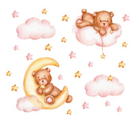 1 x RAW Customer Returns WONDER MURALS Wall tattoo wall sticker bear baby room children s room baby girl teddy bear clouds stars moon decoration wall decoration wall sticker stick on yourself - RRP €23.33