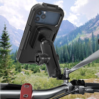 1 x RAW Customer Returns iMESTOU Waterproof Motorcycle Phone Mount Bike 1 Ball Cell Phone Holder for Rearview Mirror Installation with Anti-Theft Double Base Arm 720 Rotation for 5.5 -6.8 Smartphones Size L  - RRP €33.3