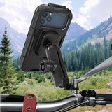 1 x RAW Customer Returns iMESTOU Waterproof Motorcycle Phone Mount Bike 1 Ball Cell Phone Holder for Rearview Mirror Installation with Anti-Theft Double Base Arm 720 Rotation for 5.5 -6.8 Smartphones Size L  - RRP €33.53