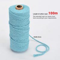 2 x Brand New Yarn cotton-macrame yarn-macrame yarn blue-macrame yarn, macrame yarn 3 mm, macrame yarn made of pure robust cotton, 100 meters macrame yarn with four strands 6-color blue cotton cord - RRP €12.88