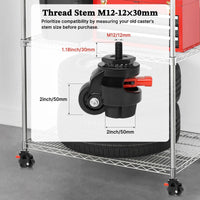 1 x RAW Customer Returns WBD WEIBIDA furniture castors thread M12 with adjustable ratchet handle, 360 heavy-duty castors large load capacity 1000KG, retractable leveling castors for industrial, workbenches, machines, set of 4, black - RRP €69.99