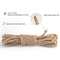 1 x RAW Customer Returns DiCUNO 10 Meters of Vintage Linen Textile Cable, Retro 0.75mm 2-Conductor Flexible Fabric Electrical Cable, Industrial Braided Rope for Hanging and DIY Project - RRP €21.14