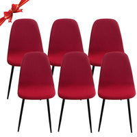 1 x RAW Customer Returns Jaotto Elastic Chair Covers with Backrest 6 Pieces, Chair Covers with Round Backrest for Dining Room Jacquard, Universal Washable Office Chair Covers, Chair Cover for Home Kitchen, Red Wine - RRP €33.43