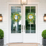 1 x Brand New Door wreath summer front door door decoration outside Walasis wreath all year round with willow wreath door decoration autumn decoration yellow white, 55cm  - RRP €20.4