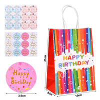 1 x RAW Customer Returns Cozlly 12 Pieces Kraft Birthday Gift Bags with Stickers, Paper Bags with Handles, Kids Birthday Bags, Gift Envelopes, Party Gift Paper Bags, for Kids Birthday Parties - RRP €9.38