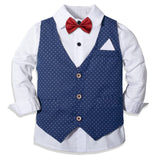 1 x RAW Customer Returns Nwada Toddler Baby Boys Tuxedo Outfits Clothes Set Long Sleeve Shirt with Bow Tie Vest Pants Christening Gown Suit 2-3 Years - RRP €38.33