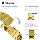 1 x RAW Customer Returns Fullmosa stainless steel watch strap, metal watch straps with quick release suitable for women and men, 18 mm gold - RRP €25.59