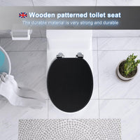 1 x RAW Customer Returns SINOBATH, Toilet Seat - High quality universal toilet seat made of wood, many colorful patterns, comfortable seat, easy to assemble with assembly instructions Black - RRP €40.33