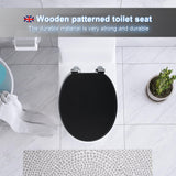 1 x RAW Customer Returns SINOBATH, Toilet Seat - High quality universal toilet seat made of wood, many colorful patterns, comfortable seat, easy to assemble with assembly instructions Black - RRP €40.33