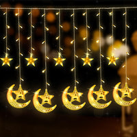 3 x Brand New Herefun Ramadan Mubarak Lamp Decorations, Stars Moon Curtain Lights with 8 Flashing Modes, LED String Lights Ramadan Decoration for Indoor, Party, Christmas Mond Tern  - RRP €57.6