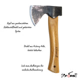 1 x RAW Customer Returns Xforst axe, hatchet, hand axe, made of forged carbon steel. Survival axe made of hickory wood handle with blade protection made of real leather. Viking axe. 27 cm 0.67 kg. Model X-AG1Black - RRP €31.1