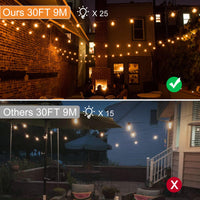 1 x RAW Customer Returns GPATIO Solar Fairy Lights Outdoor, 15.2M Solar Fairy Lights Bulbs Outdoor for Outdoor Use, Waterproof G40 LED Patio Lighting, 25 2 Plastic LED Bulbs, Solar Lights for Garden, Balcony - RRP €39.99