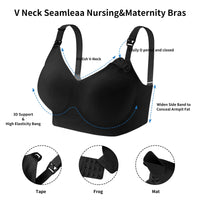 1 x Brand New smokfon Nursing Bra Breasts Without Underwire Seamless Maternity Bra Comfort Night Sleep Bra for Pregnancy Bra Seamless Maternity Bra with Extra Bra Extender for Sleeping and Breastfeeding for Women - RRP €27.6