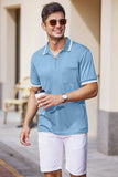 1 x RAW Customer Returns COOFANDY Polo Shirt Men Short Sleeve Golf Polo Shirts with Pocket Polo T-Shirt Basic Men s T-Shirt Polo Shirt Summer Solid Color T-Shirt Business Top Slim Fit A-Light Blue XL - RRP €23.99