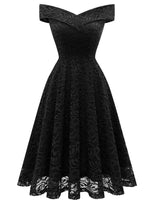 1 x Brand New Homrain Women s Elegant Evening Dresses Festive Cocktail Dress Off Shoulder Bridesmaid Dresses Lace Knee Length Rockabilly High Low Ball Gown -1Black L - RRP €46.99