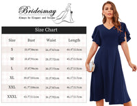 1 x RAW Customer Returns bridesmay Midi Cocktail Dresses for Women Navy Blue 50s Retro Petticoat Pleated Skirt Festive Elegant Evening Dresses With Sleeves Ball Gown Confirmation Dresses Navy M - RRP €48.59