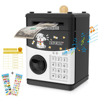 1 x RAW Customer Returns Money Box for Kids, Digital Money Boxes with Password, ATM Piggy Bank for Coins and Counter Notes Festival Birthday Gifts for Kids Girls Black  - RRP €29.99