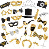 2 x Brand New YGCHEN Photo Props Party Photo Booth Props Birthday Photo Booth Props Photo Box Accessories Gold Decoration for Variety Party Birthday Party Weddings, 30 Pieces - RRP €29.98