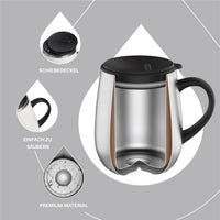 1 x RAW Customer Returns Ideus Coffee Mug 470 ml 16 oz , Double Wall Vacuum Insulated Stainless Steel Coffee and Tea Cup with Non-Slip Handle and Sliding Module Lid and Large Volume White  - RRP €24.99