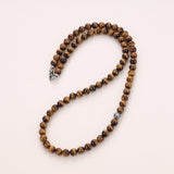 1 x RAW Customer Returns COAI Gift Ideas Men s Necklace made of Tiger Eye Pearl Necklace Bead Chain with Chinese Longevity Charm made of Silver 65cm - RRP €45.0