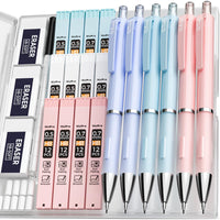 1 x RAW Customer Returns Nicpro 6 Pieces Pastel Mechanical Pencil Set, 0.5 mm 0.7 mm Lead Pencil, Mechanical Pencils with 12 Cans of HB Pencil Leads 3 Erasers, Case for Children School Writing Drawing, Sketching - RRP €13.1