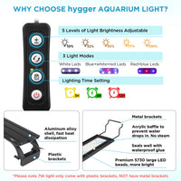 1 x RAW Customer Returns hygger 9W Aquarium LED Lighting, Aquarium LED Lamp with Timer, Dimmable, LED Aquarium Light with Adjustable Bracket for 28cm-48cm Aquarium Fish Tank Fish Plant White Blue Red Light  - RRP €27.99