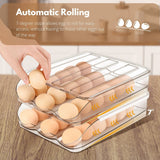 2 x Brand New Flexzion Covered 24 Egg Holder - Plastic Egg Tray Container Box Carton Box Carrier Stackable Storage Organizer Storage Holder with Clear Lid Large for Refrigerator Home - RRP €40.8