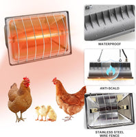 1 x RAW Customer Returns HEYOUTH red light lamp heat lamp for chicks, 175 W heating lamp chicken coop, heat lamp animals, with economy switch, 1.8 meter cable, automatic thermostatic infrared lamp, for chicks, piglets, puppies etc. - RRP €38.21