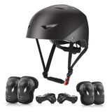 1 x RAW Customer Returns ValueTalks Children s Helmet Skateboard Helmet with Protectors Inline Protective Equipment Children s Protector Set Protectors Helmet for Inline Skateboard Bicycle Roller Skates 54-58 cm Head Circumference Black  - RRP €30.97