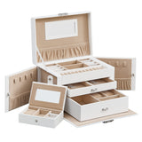 1 x RAW Customer Returns SONGMICS 3-Tier Jewelery Box, 2-Drawer Jewelery Box, with Mini Portable Travel Box, Handle, Lockable, Jewelery Box, Gift Idea, White JBC121W - RRP €42.99