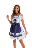 1 x RAW Customer Returns Zeagoo Dirndl Dresses Women s Traditional Costume Retro Traditional Skirt Dress for Oktoberfest Festive Occasions Floral Blue L - RRP €61.73