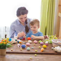 3 x RAW Customer Returns Gallop Chic 24x Easter eggs plastic plastic white with hanger for painting and hanging, Easter plastic eggs 6 x 4cm Easter decoration craft set for Easter nest decoration and gift - RRP €15.72