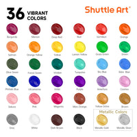 1 x RAW Customer Returns Shuttle Art Acrylic Paint Set, 36 acrylic paints in bottles 60ml each with 12 brush sets 1 palette, non-toxic, waterproof acrylic paint for artists, beginners, adults on canvas, stones, wood - RRP €35.9