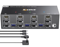 1 x RAW Customer Returns USB 3.0 KVM Switch 3 PC 3 Monitors, Triple Monitors KVM Switch 2 Displayport HDMI, 8K 60Hz KVM Switch 4K 144Hz, KVM Switch Displayport 1.4 HDMI 2.1 for 3 PCs share mouse, keyboard and 3 monitors  - RRP €142.79