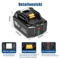 1 x RAW Customer Returns KUNLUN 2X BL1860B 18V 5.5Ah replacement battery compatibility for Makita 18V battery BL1830 BL1850 BL1840 BL1860B BL1855 BL1835 BL1820B BL1815 194205-3 LXT-400 tool batteries with LED indicator - RRP €59.99